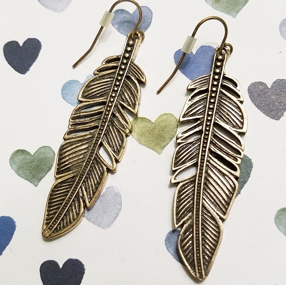 Mother of pearl feather earrings - Picture 2 of 3